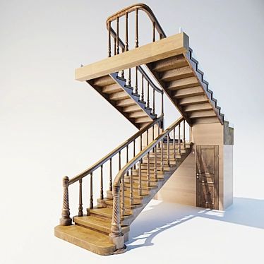 Spiral Wood Staircase 3D model image 1 