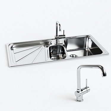 Modern Stainless Steel Sink Combo 3D model image 1 
