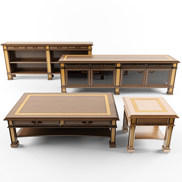 Elegant English Furniture Set 3D model image 1 