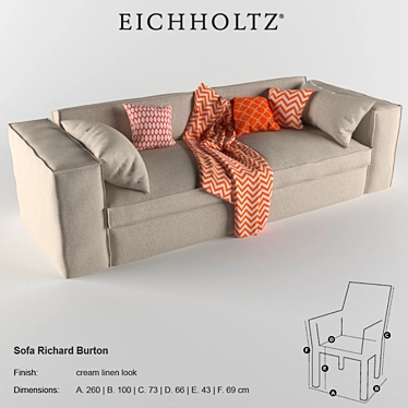 Elegant Richard Burton Sofa 3D model image 1 