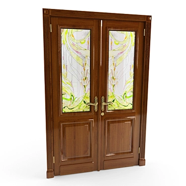 Elegant Stained Glass Door 3D model image 1 