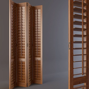 Authentic Wood Shutters: Multiple Opening Options, Sectional Assembly. Genuine Sizes. 3D model image 1 