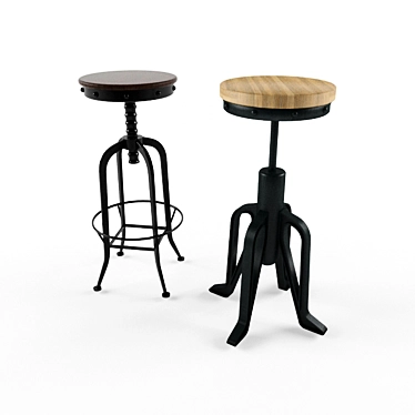 Rustic Revival: Restoration Hardware Bar Stools 3D model image 1 