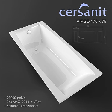 Cersanit Virgo 1700x150mm: Luxurious and Spacious 3D model image 1 