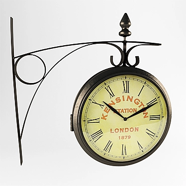 Vintage London Station Double-Sided Wall Clock 3D model image 1 