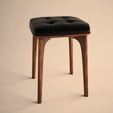 Modern Wood & Leather Stool 3D model image 1 