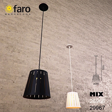 Faro MIX Pendant Lamp - Stylish and Adjustable 3D model image 1 