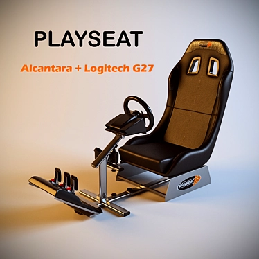 Ultimate Gaming Chair: Playseat Alcantara + Logitech G27 3D model image 1 