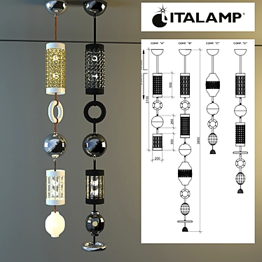 Odette Odile Chandelier: Elegant Italian Craftsmanship 3D model image 1 