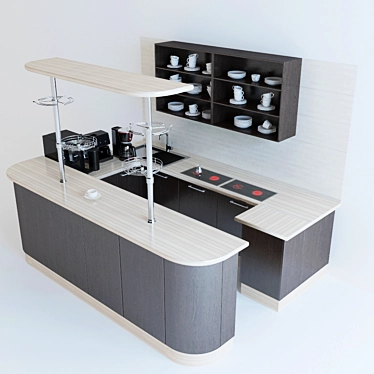 Sleek Kitchen Bar Counter 3D model image 1 