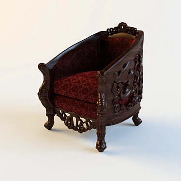 Wooden Accent Armchair 3D model image 1 