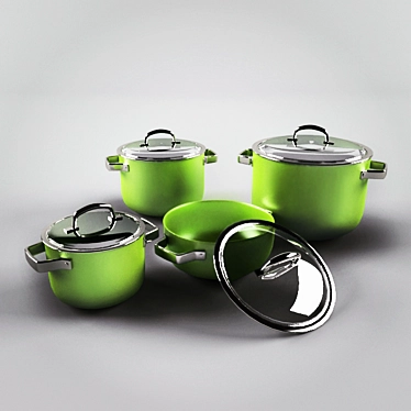 Colorful Cookware Set 3D model image 1 