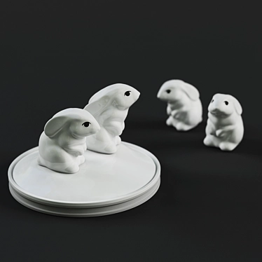 Cute Ceramic Bunny Decor 3D model image 1 