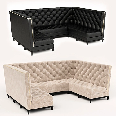 Elegant Quilted Sofa: Customizable with Leather and Velvet Textures 3D model image 1 