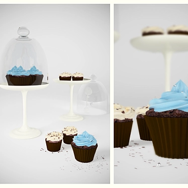 Chocolate Cream Cupcakes 3D model image 1 