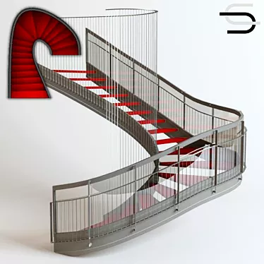 Elegant Forged Staircase 3D model image 1 