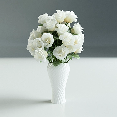 Elegant White Rose Bouquet 3D model image 1 