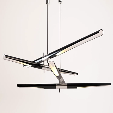 Sleek Black Ceiling Lamp: David Weeks Studio's Hennen Mobile 3D model image 1 