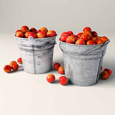 Fresh Harvest: Bucket of Apples 3D model image 1 