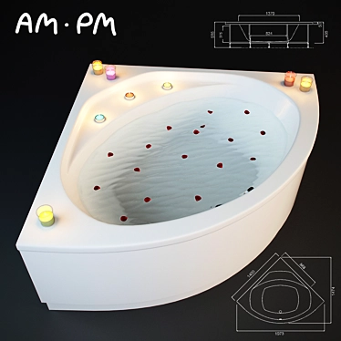 AM PM Tender Corner Bath - Luxurious German Design 3D model image 1 