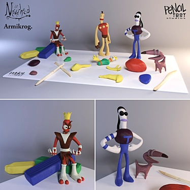 Handcrafted Clay Game Characters 3D model image 1 
