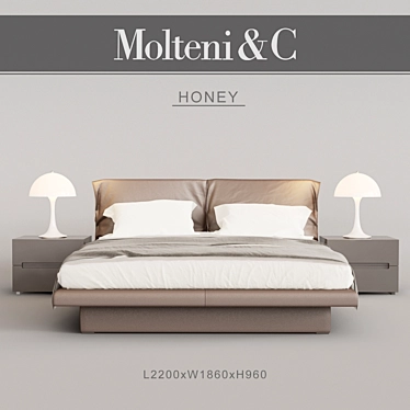 Majestic Honey Wood Bed 3D model image 1 