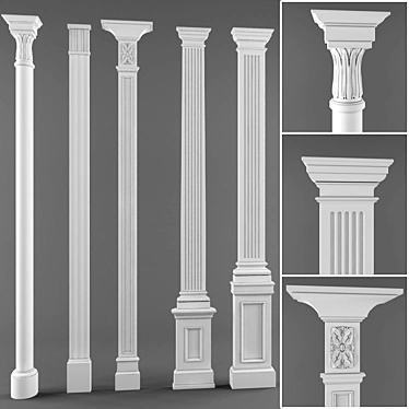 Versatile Mapped Pilasters: Classic Style & Wood-like Finish 3D model image 1 
