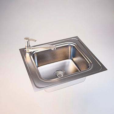 1-Bowl Kitchen Sink with Mixer 3D model image 1 