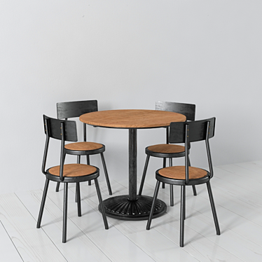 Modern Wood and Metal Dining Set 3D model image 1 