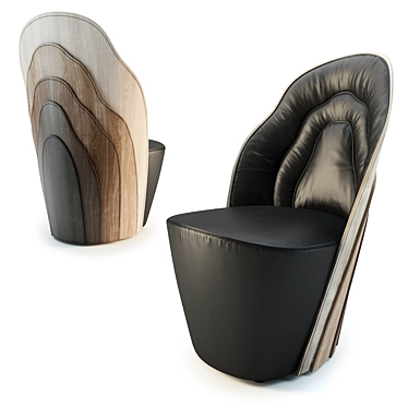 Contoured Wood Armchair 3D model image 1 