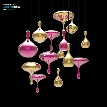 Tsunami Glassworks: Lava Drops Chandelier 3D model image 1 