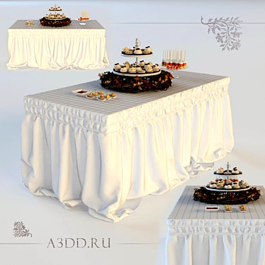 Festive Dining Table 3D Model 3D model image 1 