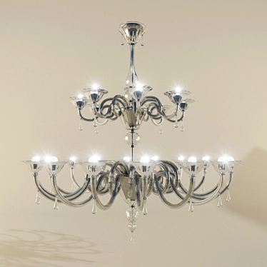 Chandelier Sylcom 1380/16 + 8

 Elegant Italian Chandelier: Chrome & Glass 3D model image 1 