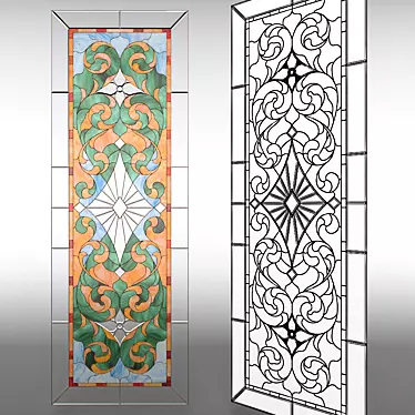 Tiffany Fusion Stained Glass Window 3D model image 1 