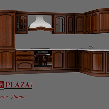 Title: Vintage French Walnut Kitchen 3D model image 1 