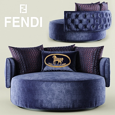 Luxury Fendi Armchair, Efea Capitonne 3D model image 1 