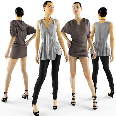 Sleek Female Mannequins Set 3D model image 1 