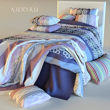 Children's Bed Set with Textures 3D model image 1 