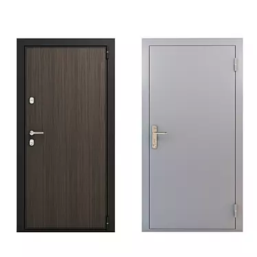 Two-tone Metal Front Door with Bonus Fireproof Safety 3D model image 1 