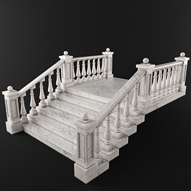 Elegant Marble Staircase 3D model image 1 