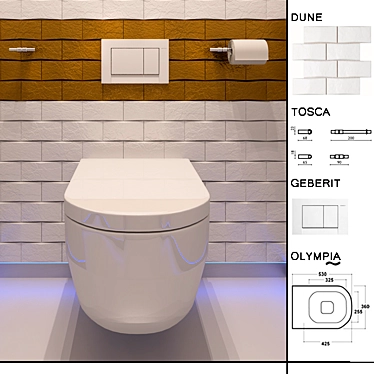 Modern Bathroom Set: Olympia, Geberit, Dune, Tosca 3D model image 1 