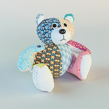 Vibrant Textured Teddy Bear 3D model image 1 