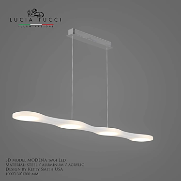 MODENA 169.4 LED Chandelier: Sleek Steel and Acrylic Design 3D model image 1 