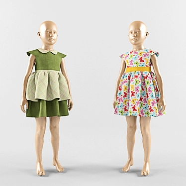 Kids' Mannequin Dress Duo 3D model image 1 