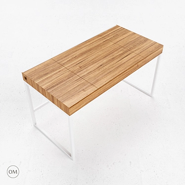 Modern Steel and Oak Writing Desk 3D model image 1 