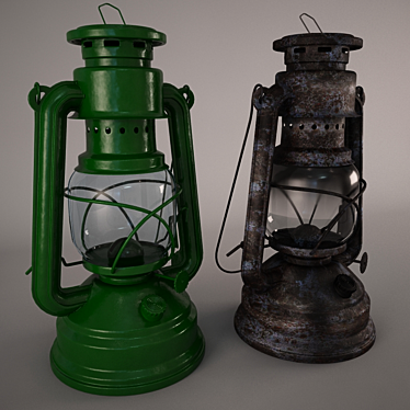 Vintage Kerosene Lamp Duo 3D model image 1 