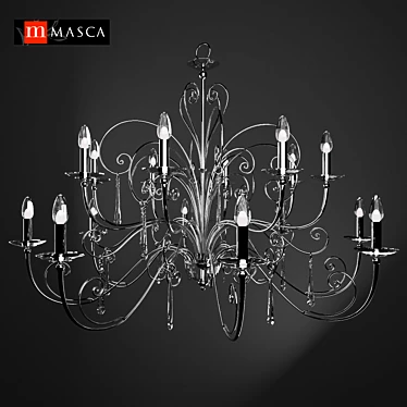 Italian Masca Damasco Argento Chandelier 3D model image 1 