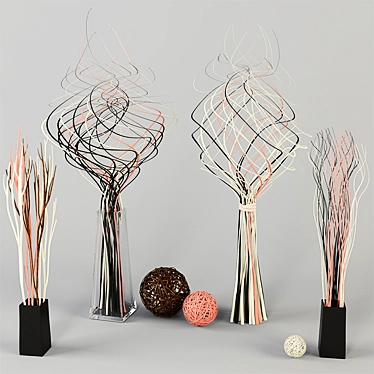 Natural Decorative Twigs Set 3D model image 1 