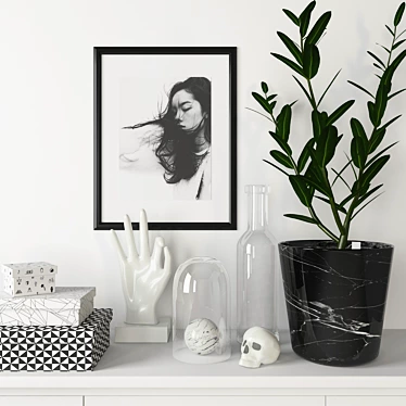 Modern Monochrome Decor Set 3D model image 1 