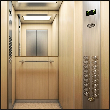Modern Oak-White Elevator OTIS NEVA 3D model image 1 